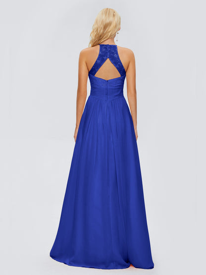 Isabel Halter Keyhole Chiffon Long Bridesmaid Dresses