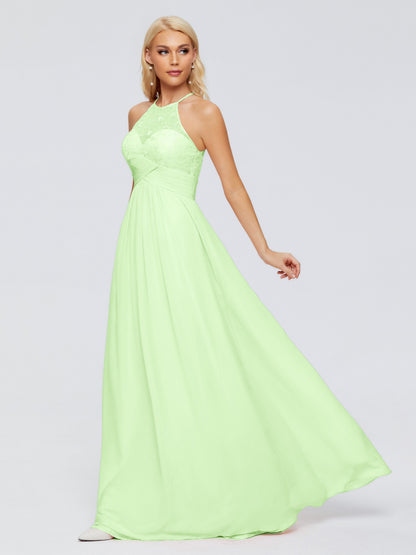 Isabel Halter Keyhole Chiffon Long Bridesmaid Dresses