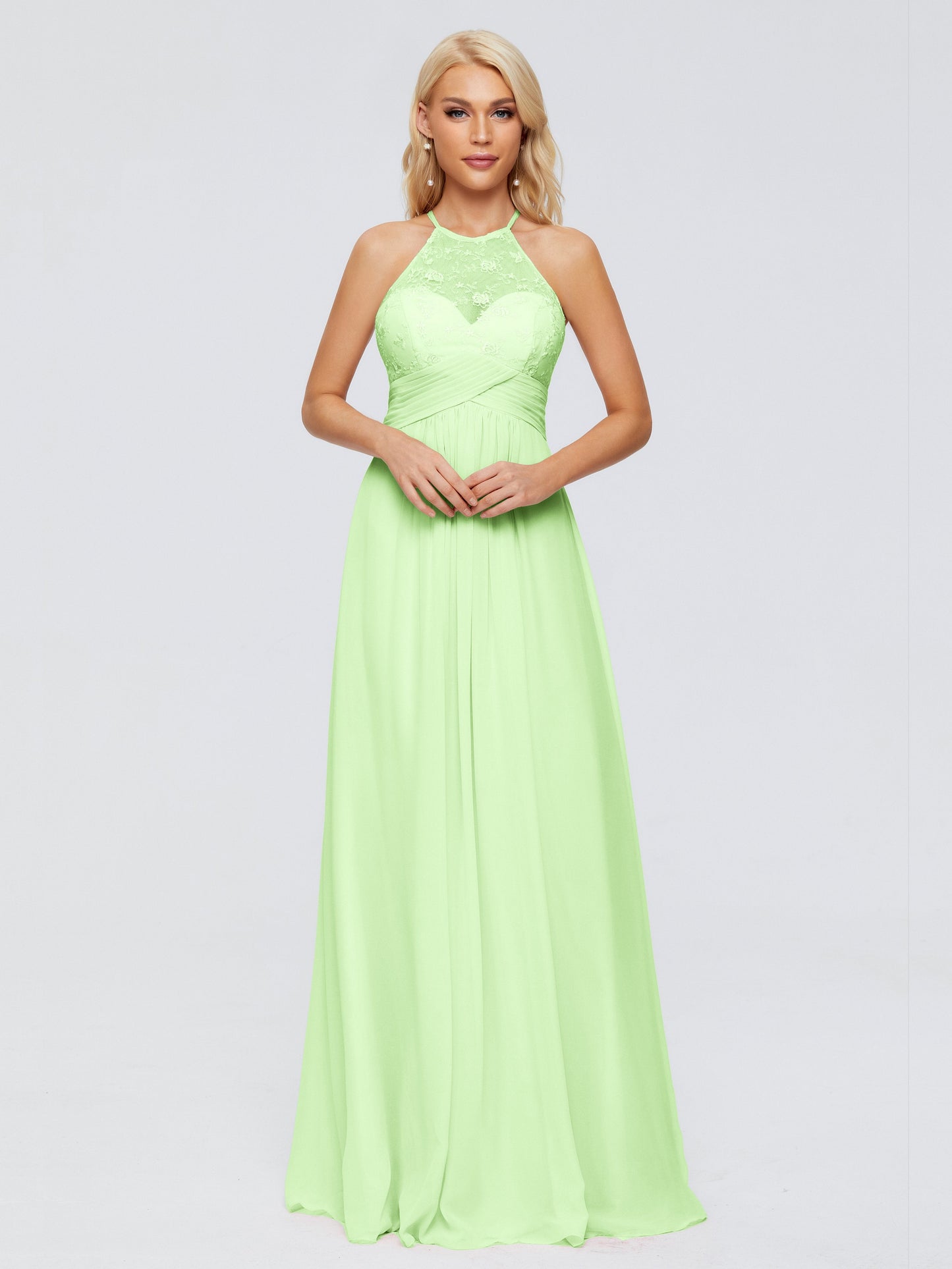 Isabel Halter Keyhole Chiffon Long Bridesmaid Dresses