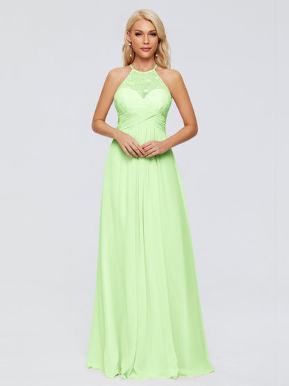 Isabel Halter Keyhole Chiffon Long Bridesmaid Dresses