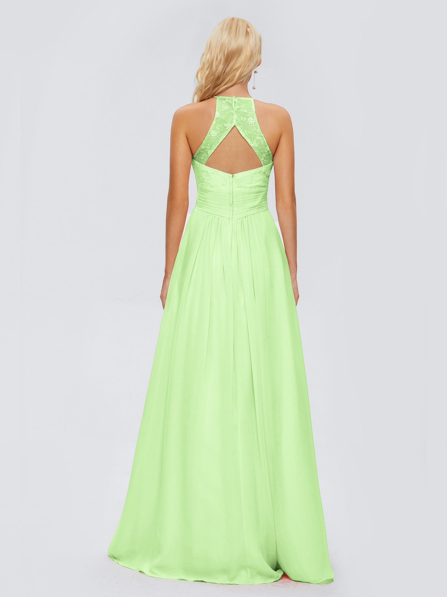 Isabel Halter Keyhole Chiffon Long Bridesmaid Dresses