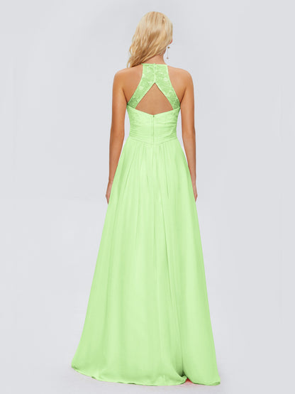 Isabel Halter Keyhole Chiffon Long Bridesmaid Dresses