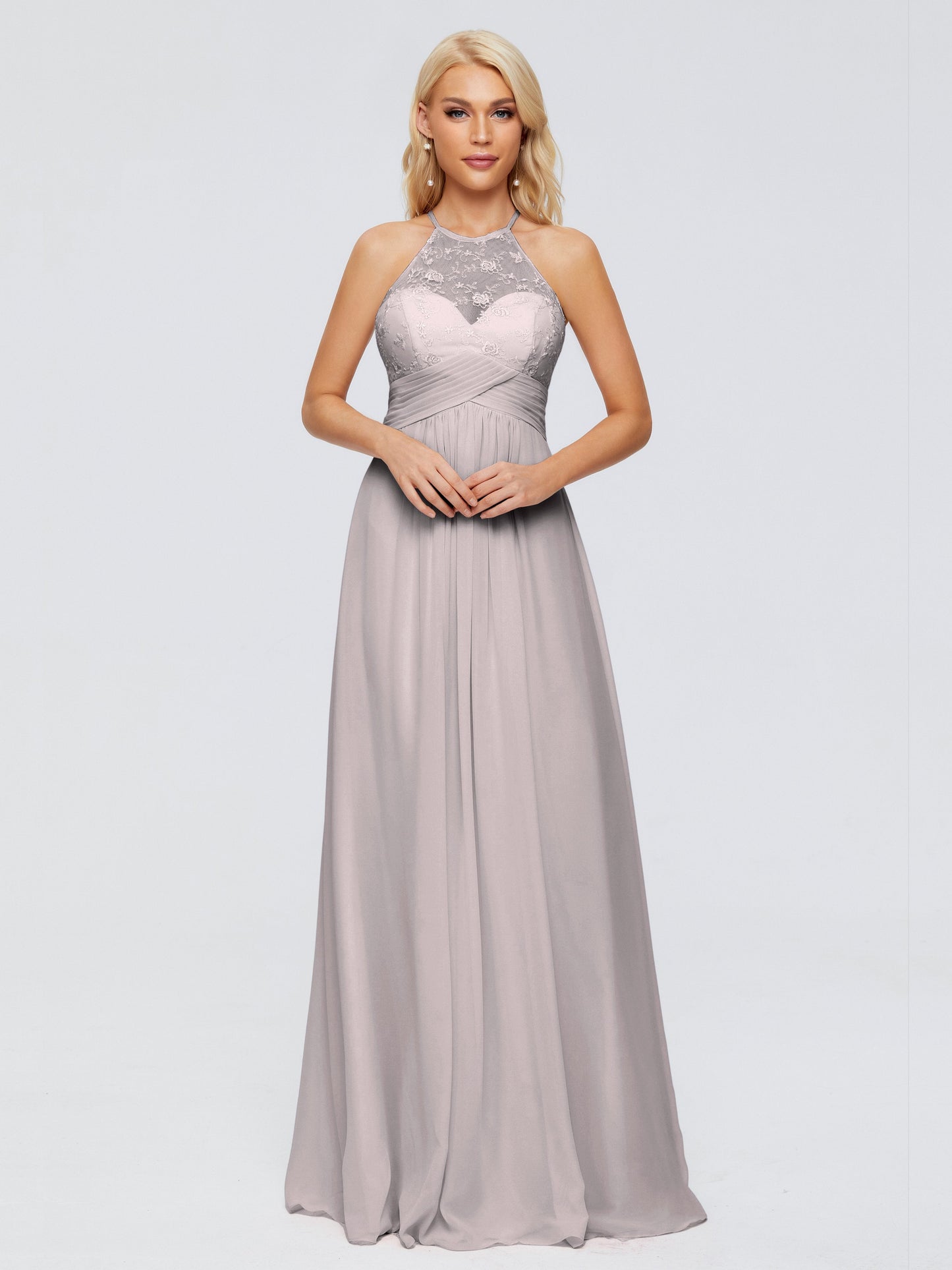 Isabel Halter Keyhole Chiffon Long Bridesmaid Dresses