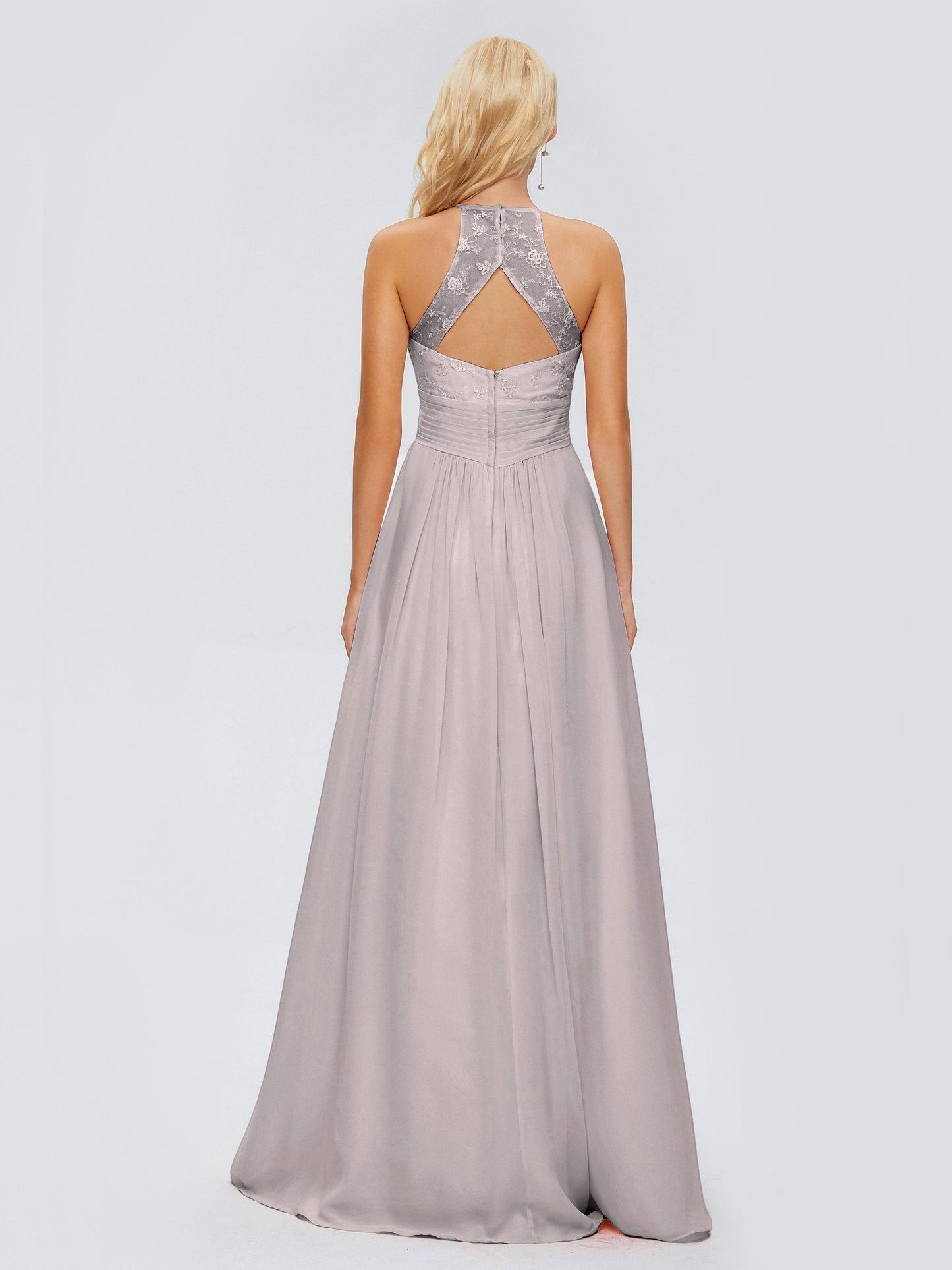 Isabel Halter Keyhole Chiffon Long Bridesmaid Dresses