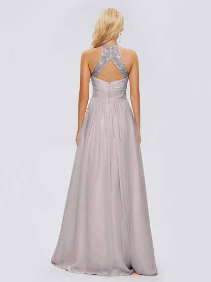 Isabel Halter Keyhole Chiffon Long Bridesmaid Dresses