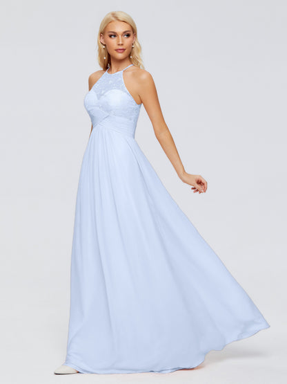 Isabel Halter Keyhole Chiffon Long Bridesmaid Dresses