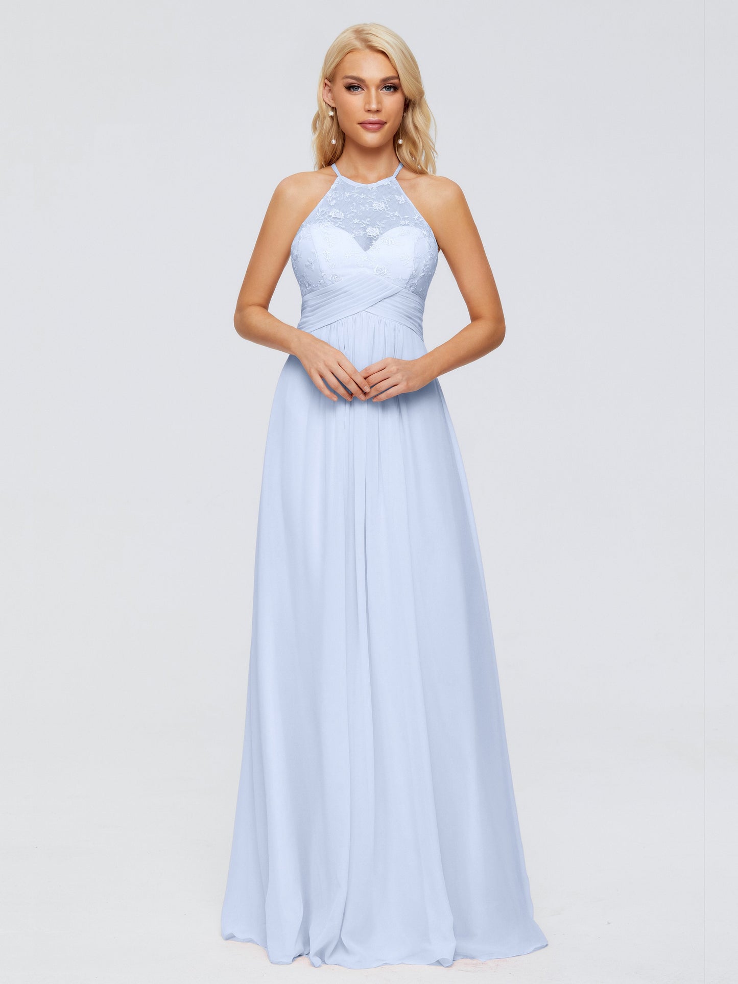 Isabel Halter Keyhole Chiffon Long Bridesmaid Dresses