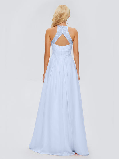 Isabel Halter Keyhole Chiffon Long Bridesmaid Dresses