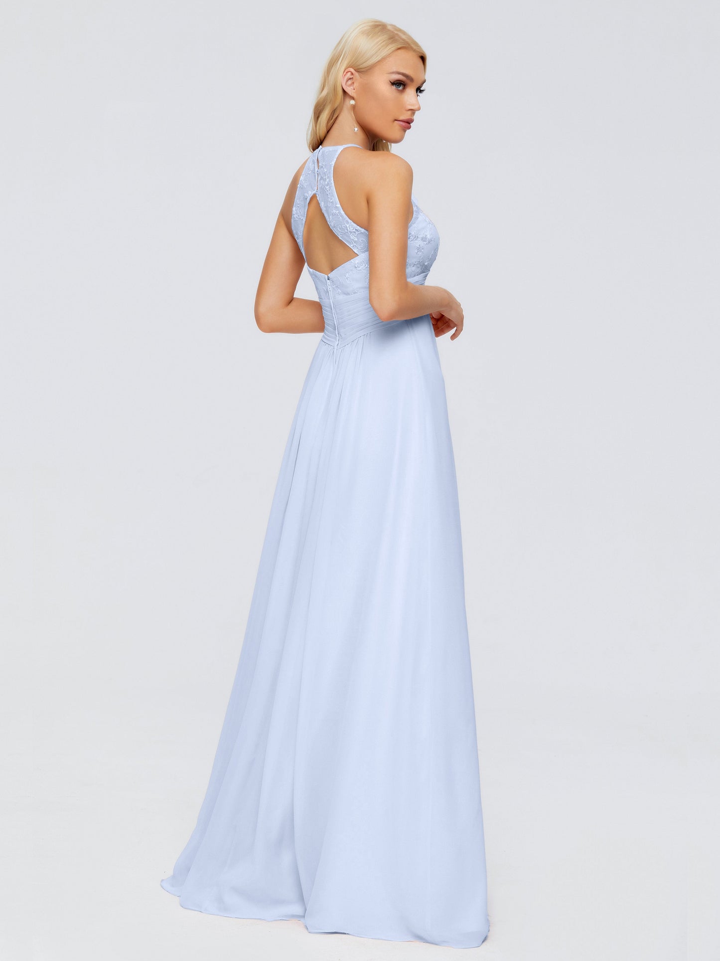 Isabel Halter Keyhole Chiffon Long Bridesmaid Dresses