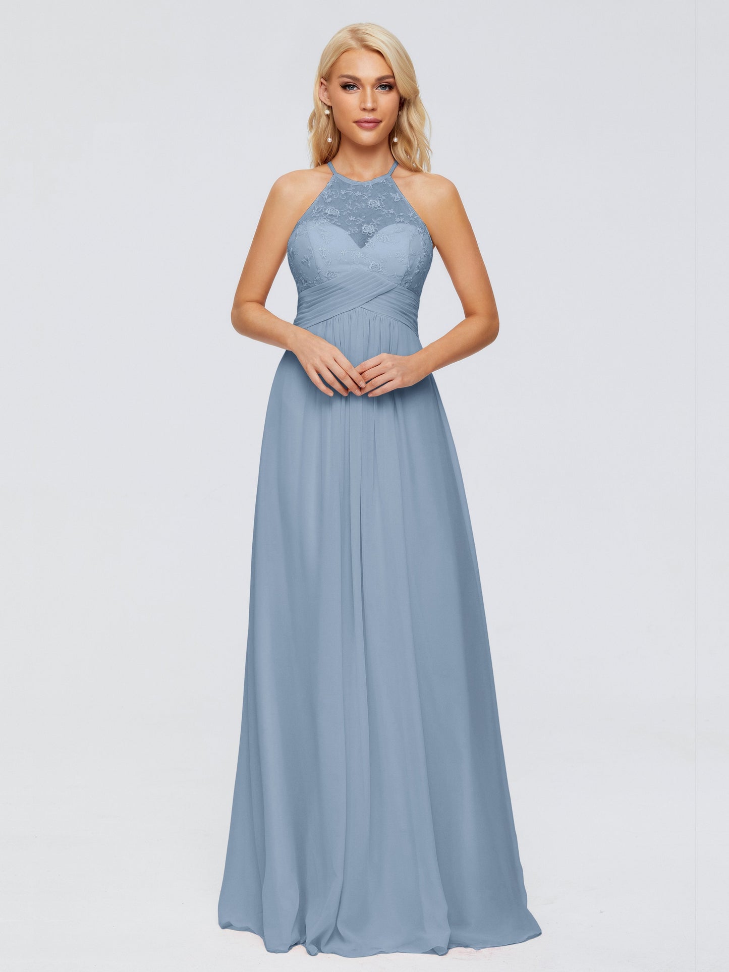Isabel Halter Keyhole Chiffon Long Bridesmaid Dresses