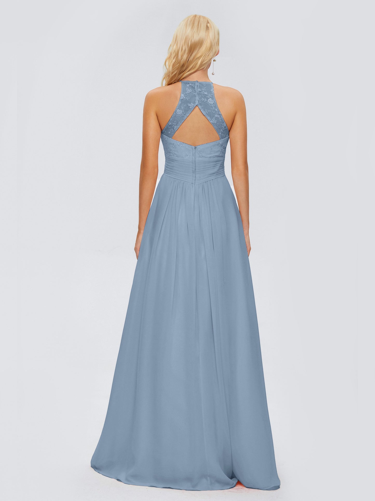 Isabel Halter Keyhole Chiffon Long Bridesmaid Dresses