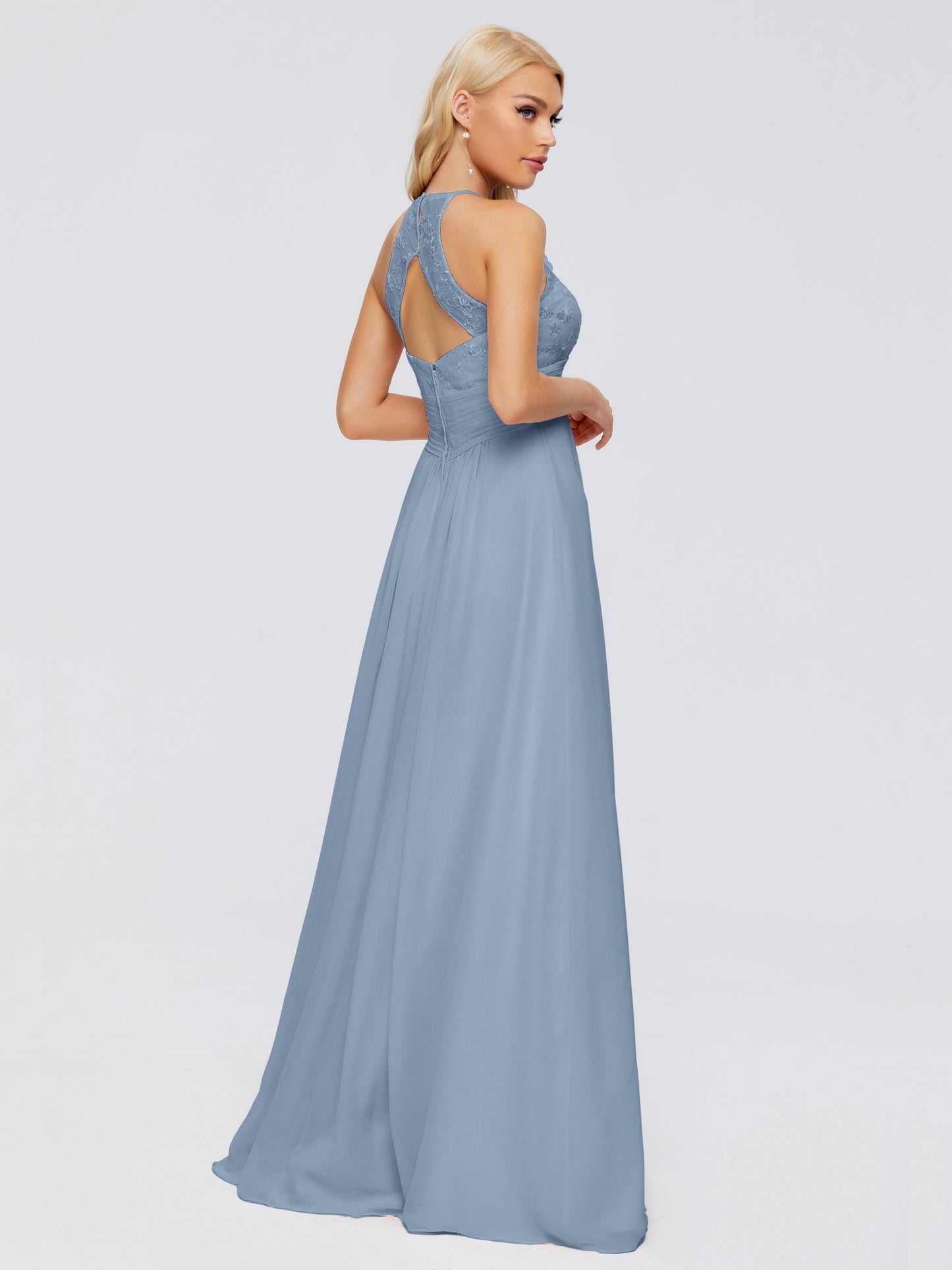 Isabel Halter Keyhole Chiffon Long Bridesmaid Dresses