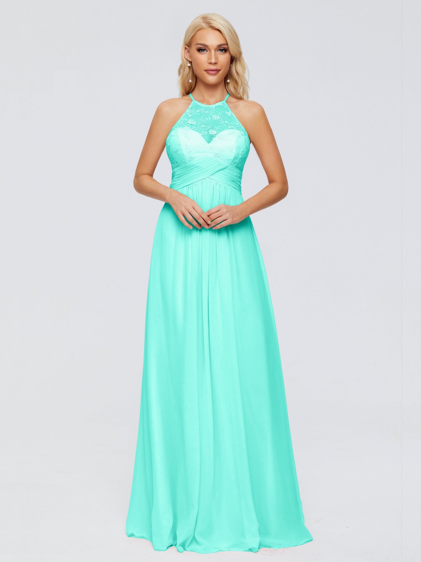 Isabel Halter Keyhole Chiffon Long Bridesmaid Dresses