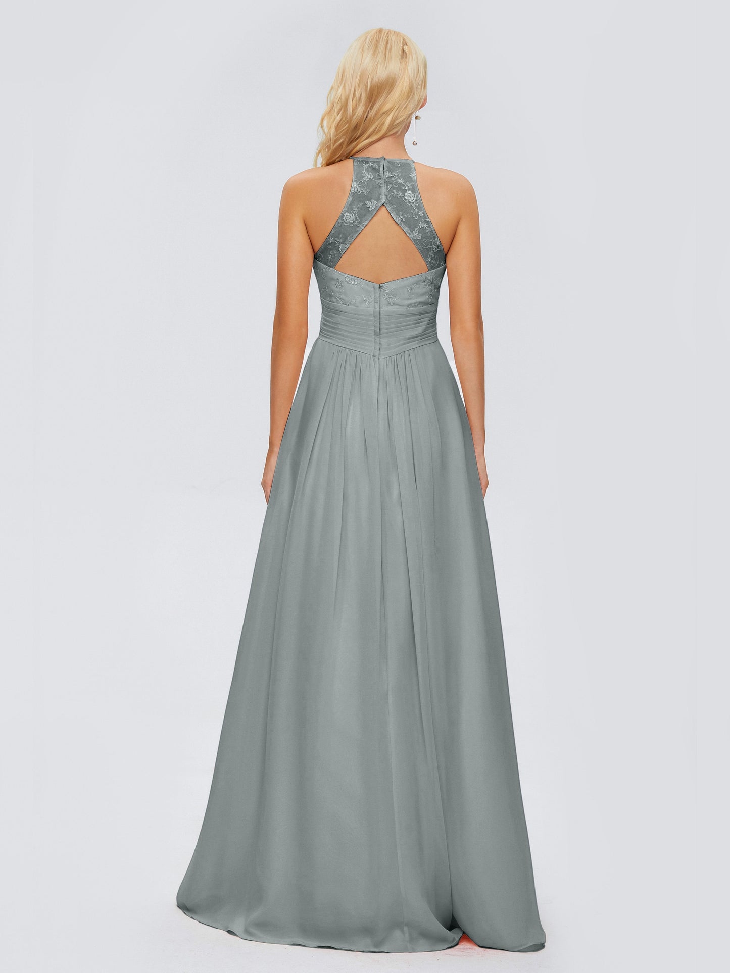 Isabel Halter Keyhole Chiffon Long Bridesmaid Dresses