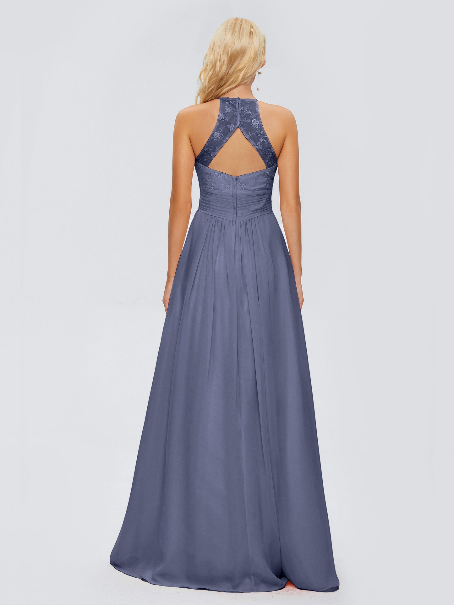 Isabel Halter Keyhole Chiffon Long Bridesmaid Dresses