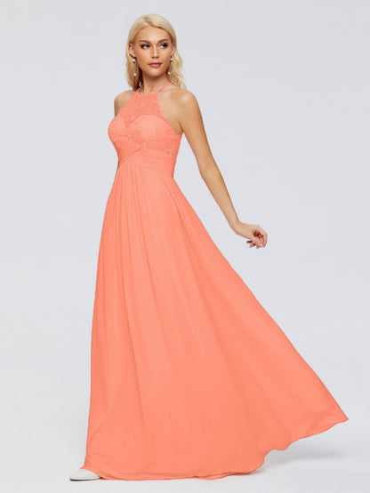 Isabel Halter Keyhole Chiffon Long Bridesmaid Dresses