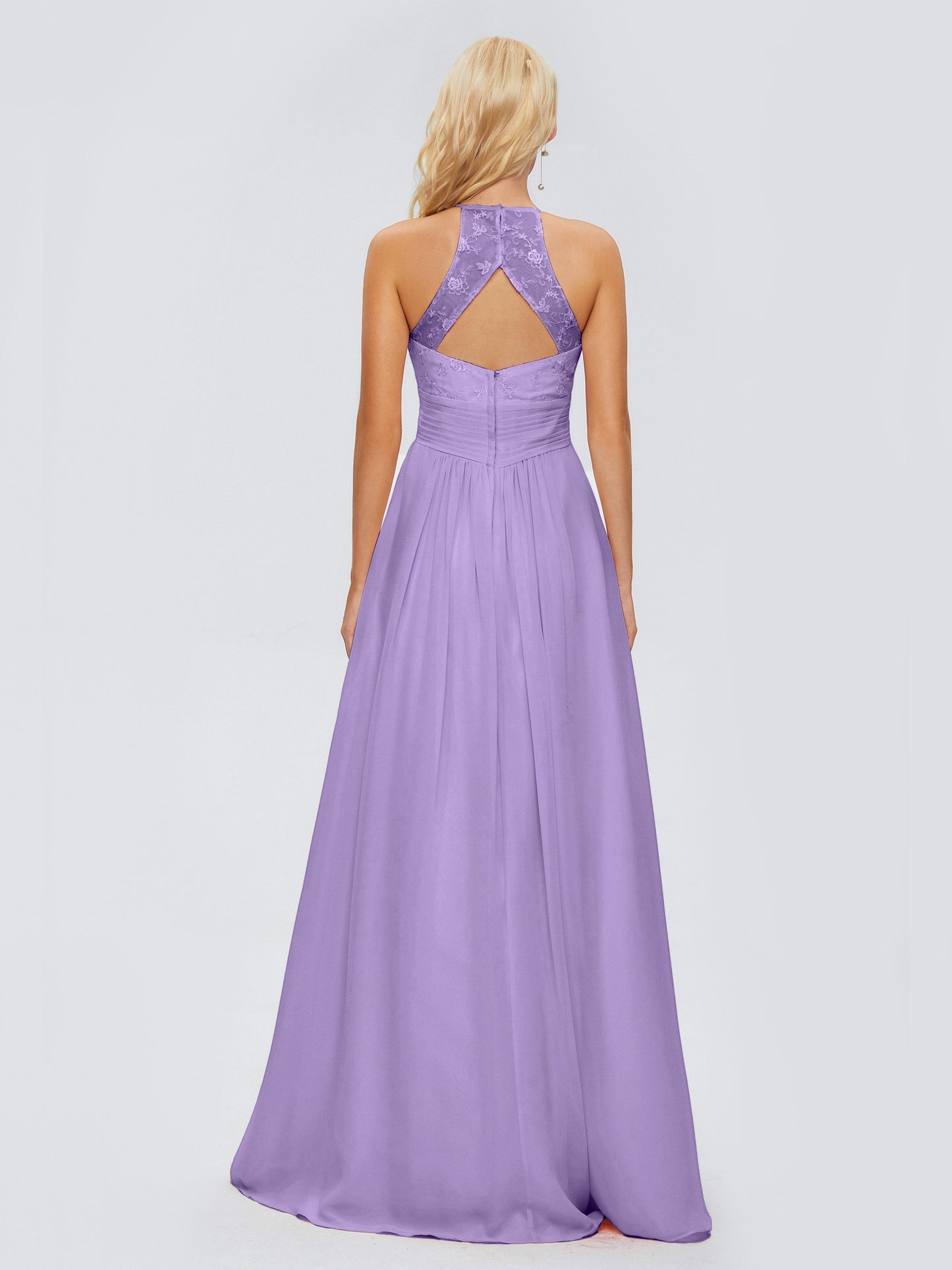 Isabel Halter Keyhole Chiffon Long Bridesmaid Dresses