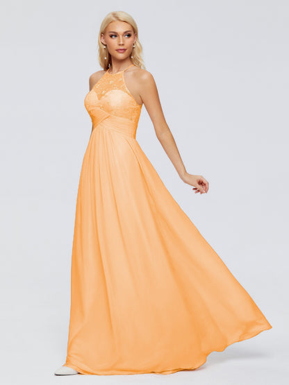 Isabel Halter Keyhole Chiffon Long Bridesmaid Dresses