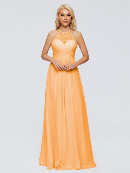 Isabel Halter Keyhole Chiffon Long Bridesmaid Dresses
