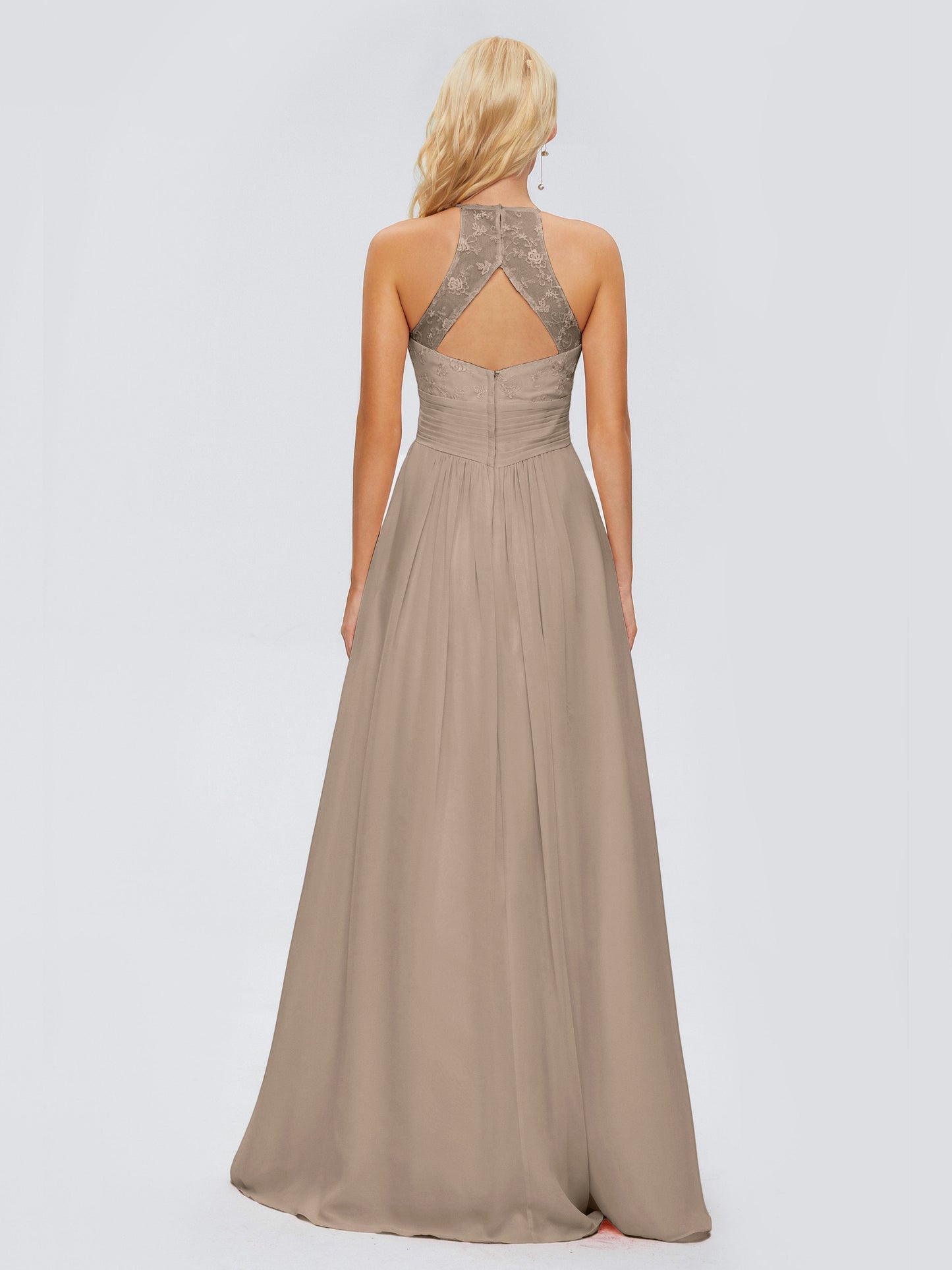Isabel Halter Keyhole Chiffon Long Bridesmaid Dresses