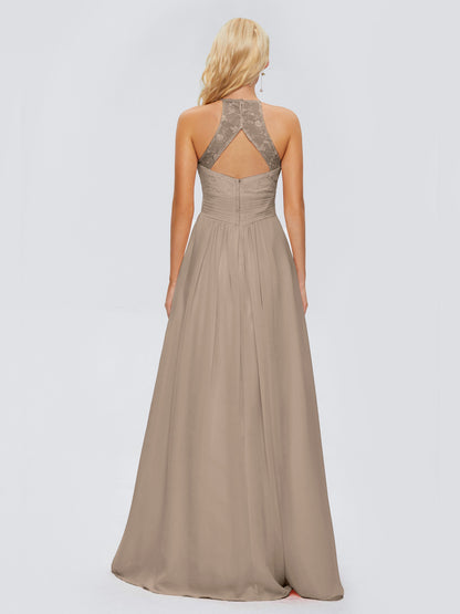 Isabel Halter Keyhole Chiffon Long Bridesmaid Dresses