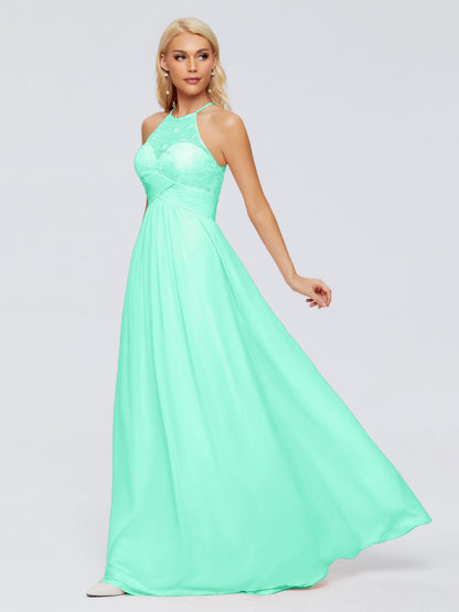 Isabel Halter Keyhole Chiffon Long Bridesmaid Dresses
