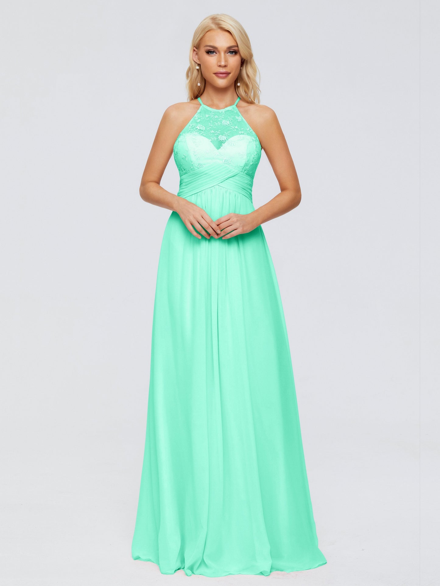 Isabel Halter Keyhole Chiffon Long Bridesmaid Dresses