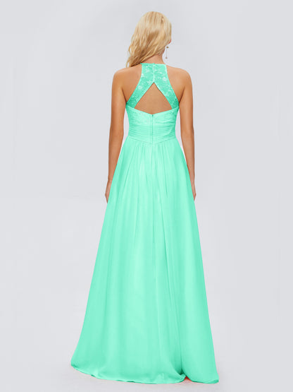 Isabel Halter Keyhole Chiffon Long Bridesmaid Dresses