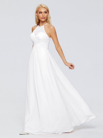 Isabel Halter Keyhole Chiffon Long Bridesmaid Dresses