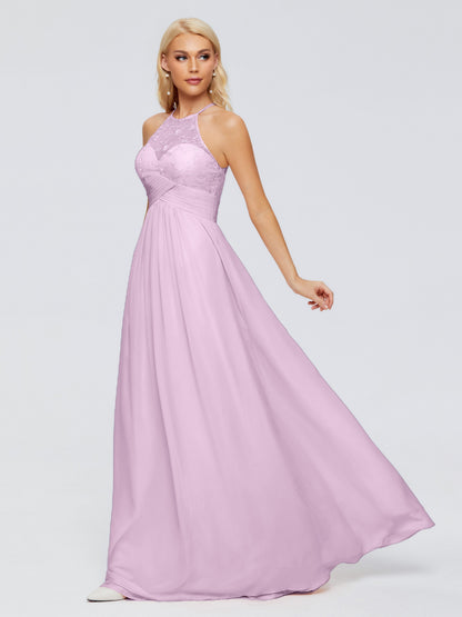 Isabel Halter Keyhole Chiffon Long Bridesmaid Dresses