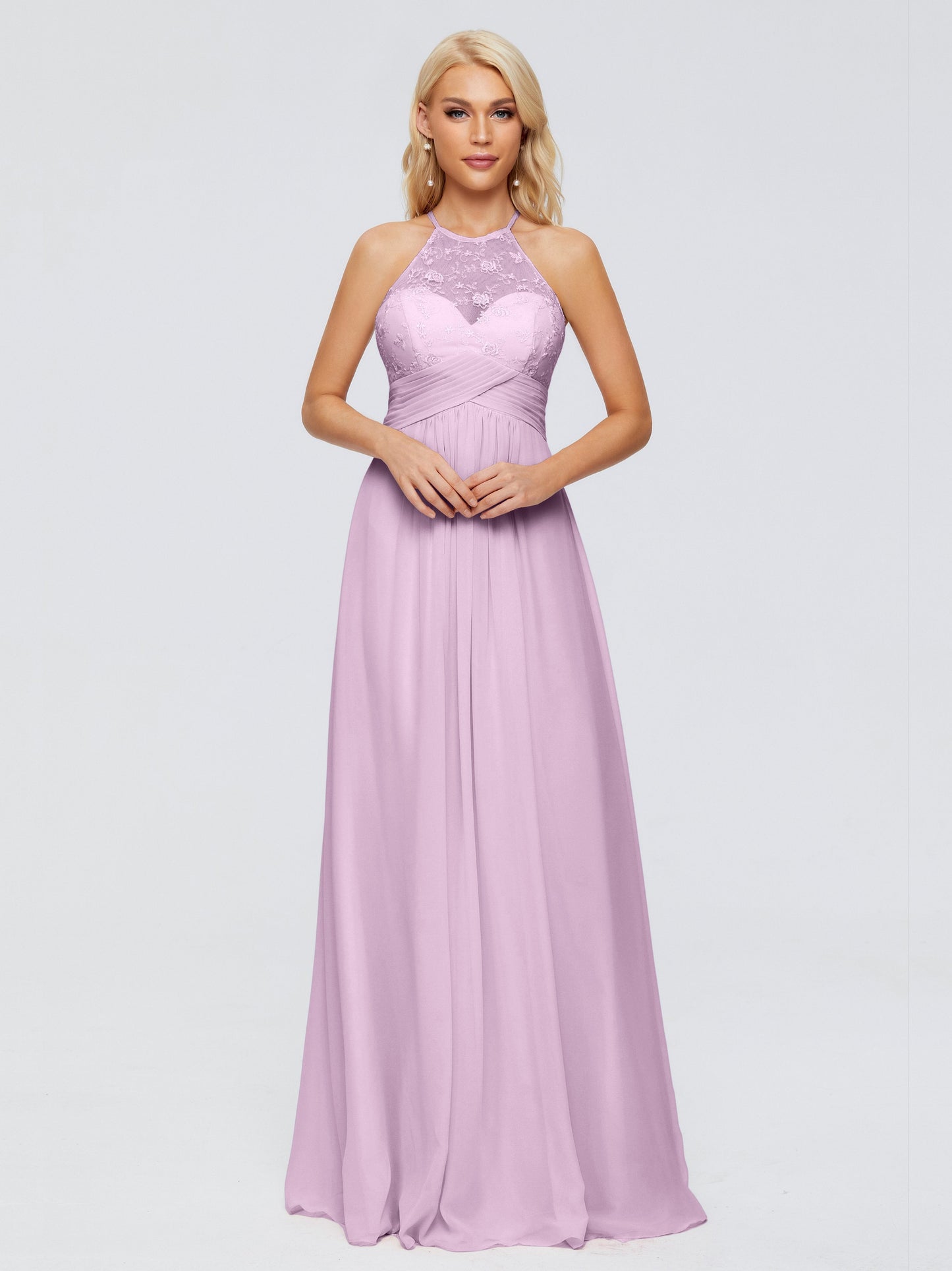Isabel Halter Keyhole Chiffon Long Bridesmaid Dresses