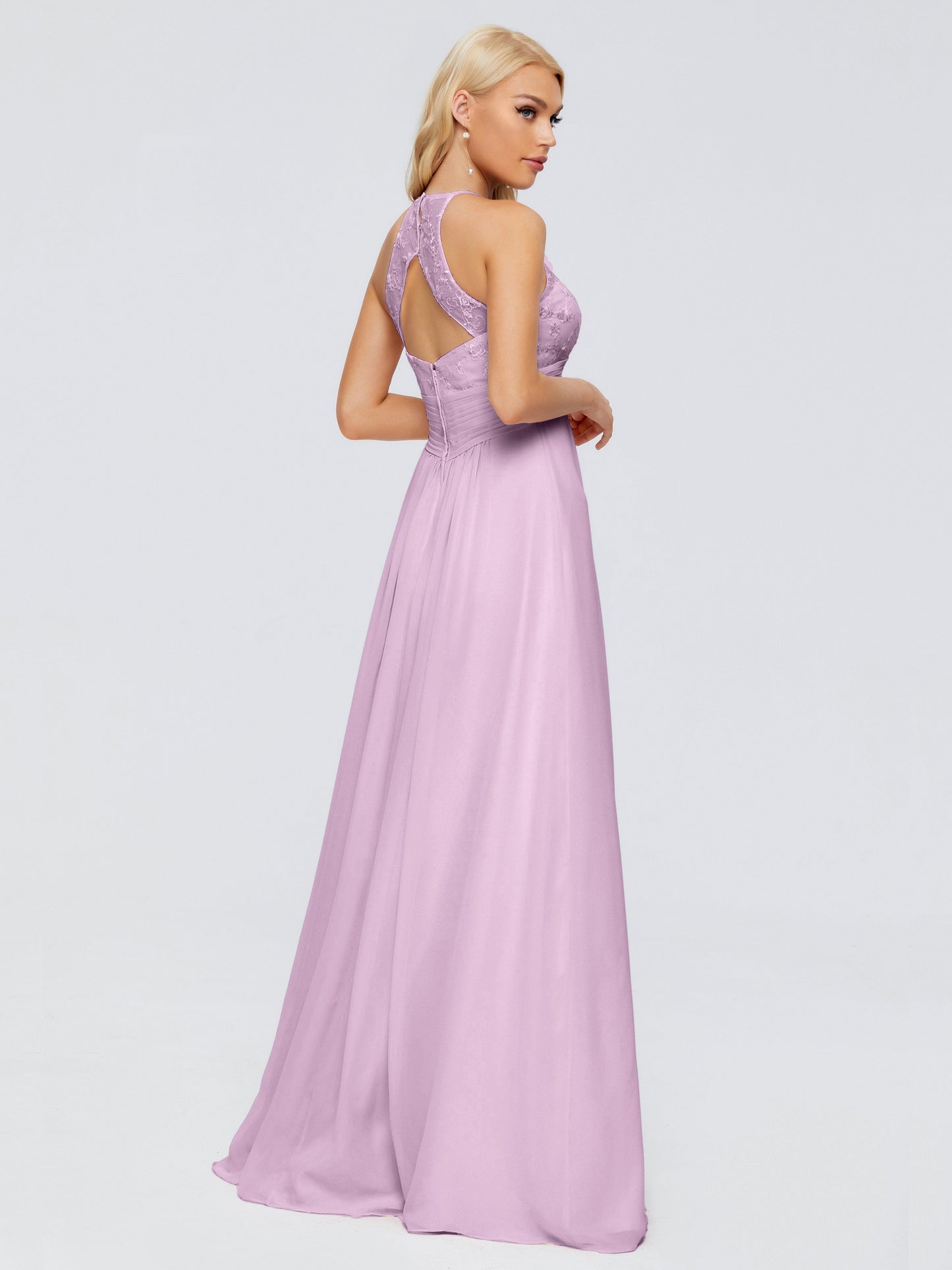 Isabel Halter Keyhole Chiffon Long Bridesmaid Dresses