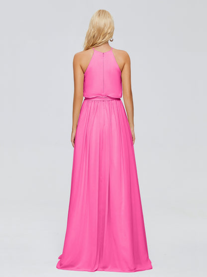 Nadey Halter Chiffon Bridesmaid Dresses With Bowknot