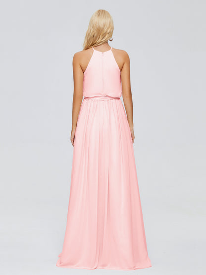 Nadey Halter Chiffon Bridesmaid Dresses With Bowknot