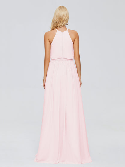 Nadey Halter Chiffon Bridesmaid Dresses With Bowknot