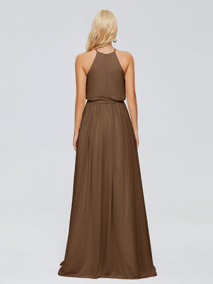 Nadey Halter Chiffon Bridesmaid Dresses With Bowknot