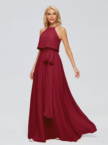 Nadey Halter Chiffon Bridesmaid Dresses With Bowknot