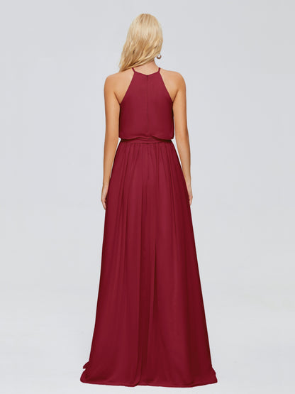 Nadey Halter Chiffon Bridesmaid Dresses With Bowknot