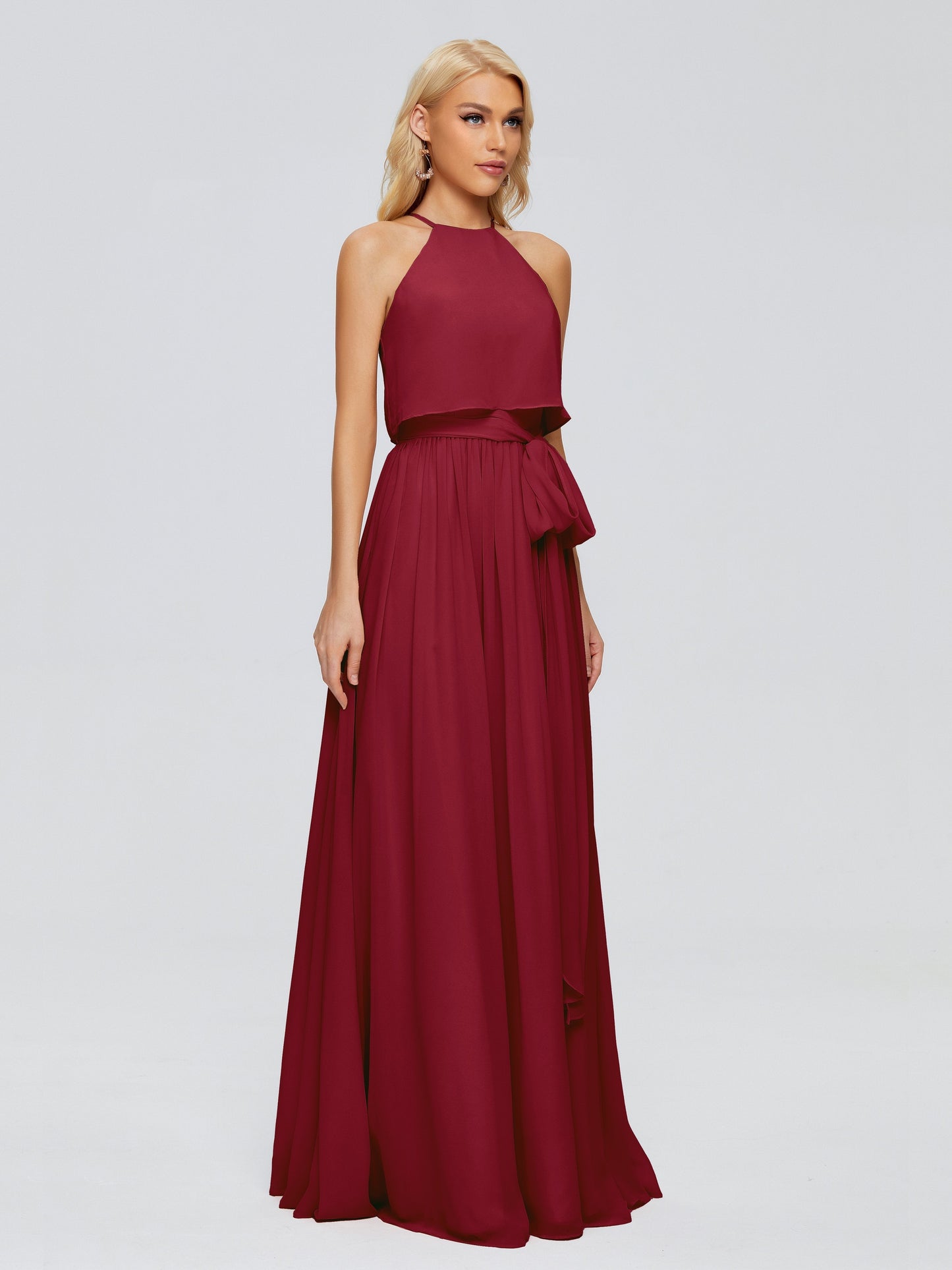Nadey Halter Chiffon Bridesmaid Dresses With Bowknot