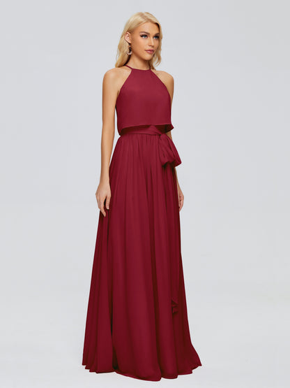 Nadey Halter Chiffon Bridesmaid Dresses With Bowknot