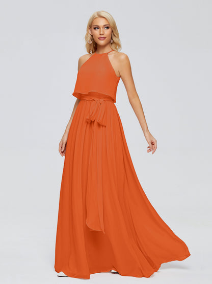 Nadey Halter Chiffon Bridesmaid Dresses With Bowknot