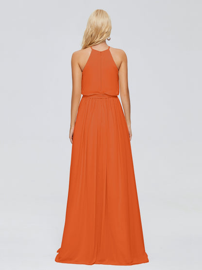 Nadey Halter Chiffon Bridesmaid Dresses With Bowknot