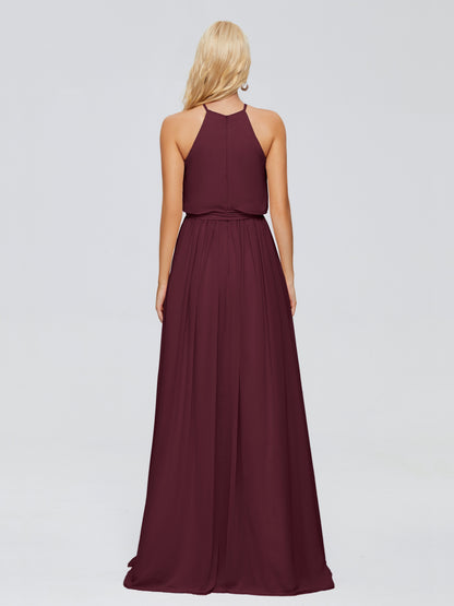 Nadey Halter Chiffon Bridesmaid Dresses With Bowknot