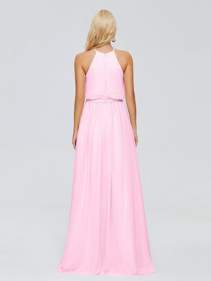 Nadey Halter Chiffon Bridesmaid Dresses With Bowknot