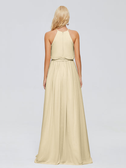 Nadey Halter Chiffon Bridesmaid Dresses With Bowknot