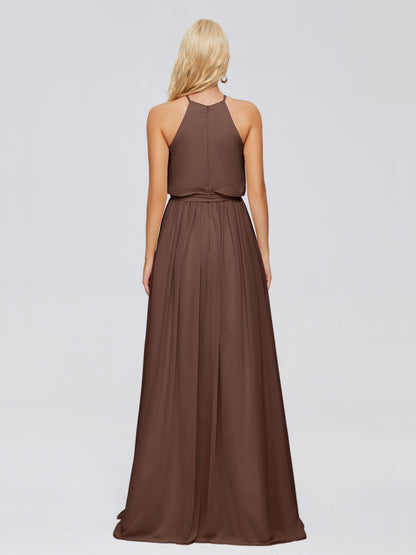 Nadey Halter Chiffon Bridesmaid Dresses With Bowknot