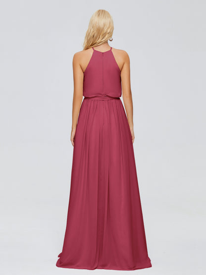 Nadey Halter Chiffon Bridesmaid Dresses With Bowknot