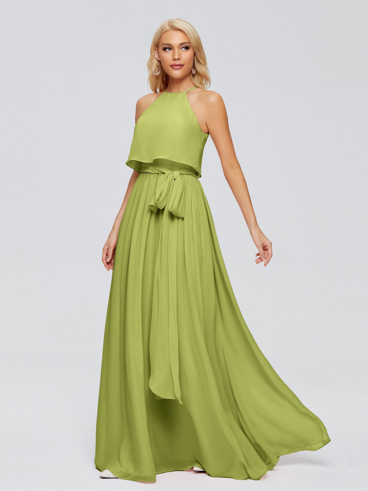 Nadey Halter Chiffon Bridesmaid Dresses With Bowknot
