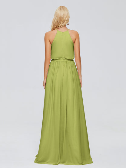 Nadey Halter Chiffon Bridesmaid Dresses With Bowknot