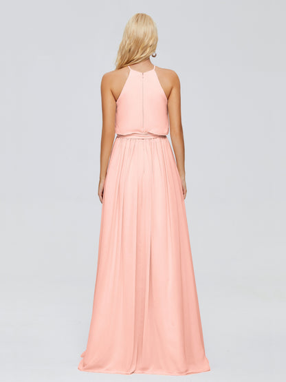 Nadey Halter Chiffon Bridesmaid Dresses With Bowknot
